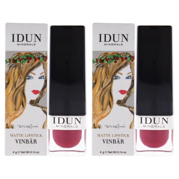 Idun Minerals Matte Lipstick - 105 Vinbar by Idun Minerals for Women - 0.14 oz Lipstick - Pack of 2 Fashion