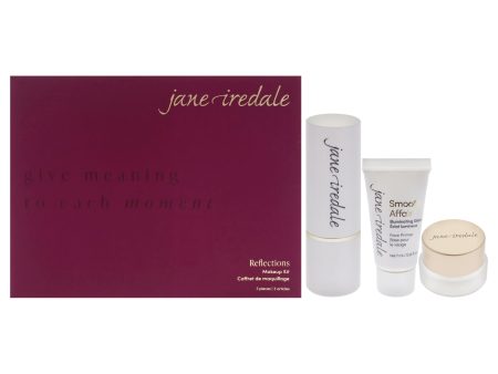 Jane Iredale Reflections Makeup Kit by Jane Iredale for Women - 3 Pc Gift Set 0.26oz Glow Time Highlighter Stick - Solstice, 0.03oz 24-Karat Gold Dust, 0.24oz Smooth Affair Illuminating Glow Face Primer Mini Fashion