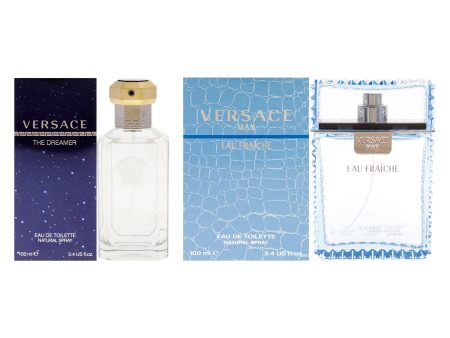 Versace Versace Man Eau Fraiche and Dreamer Kit by Versace for Men - 2 Pc 2 x 3.4oz EDT Spray For Cheap