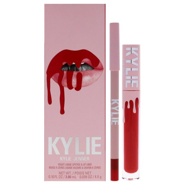 Kylie Cosmetics Velvet Lip Kit - 405 Red Velvet by Kylie Cosmetics for Women - 2 Pc 0.10oz Velvet Liquid Lipstick, 0.03oz Lip Liner Supply