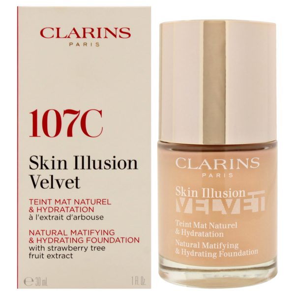 Clarins Skin Illusion Velvet Foundation - 107C Beige by Clarins for Women - 1 oz Foundation Sale