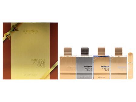 Al Haramain Amber Oud Collection by Al Haramain for Unisex - 4 Pc Gift Set 4 x 2oz EDP Spray Gold, Bleu, White, Carbon For Sale