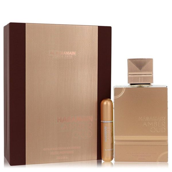 Al Haramain Al Haramain Amber Oud Gold Edition Extreme Gift Set 6.7 Pure Perfume Spray + 0.34 oz Refillable Spray 200ml 6.7oz For Cheap