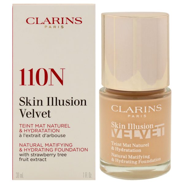 Clarins Skin Illusion Velvet Foundation - 110N Honey by Clarins for Women - 1 oz Foundation Supply