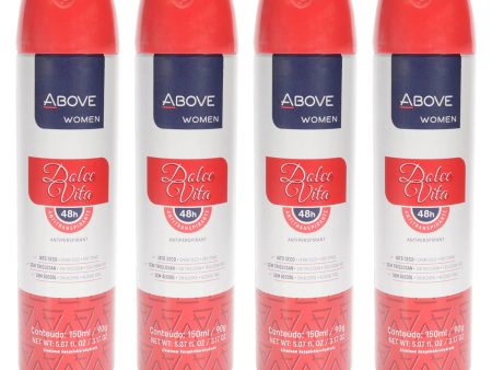 Above 48 Hours Antiperspirant Deodorant - Dolce Vita by Above for Women - 3.17 oz Deodorant Spray - Pack of 4 Supply