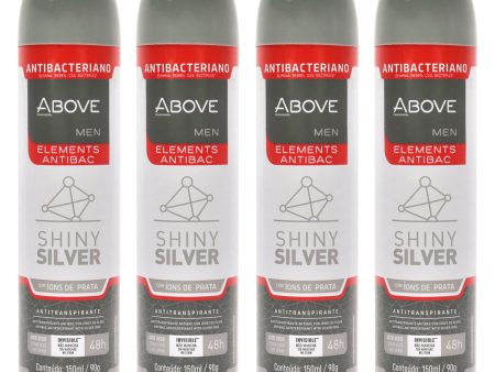 Above 48 Hours Elements Antibac Antiperspirant Deodorant - Shine Silver by Above for Men - 3.17 oz Deodorant Spray - Pack of 4 Online Sale