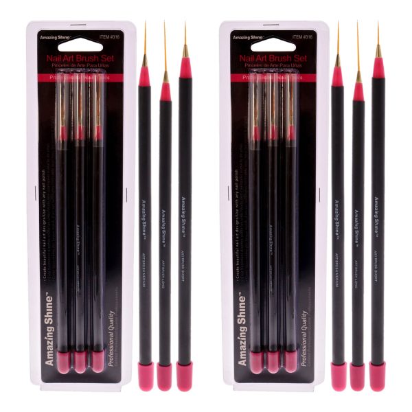 Amazing Shine Amazing Shine Professional 3 Piece Nail Art Brush Set by Amazing Shine for Women - 3 Pc Nail Art - Pack of 2 Discount