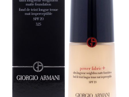 Giorgio Armani Power Fabric Plus Longwear Weightless Matte Foundation SPF 20 - 3.25 Light with A Gold Undertone by Giorgio Armani for Women - 1 oz Foundation Sale