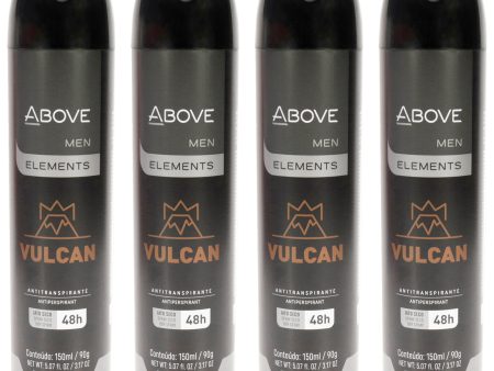 Above 48 Hours Element Antiperspirant Deodorant - Vulcan by Above for Men - 3.17 oz Deodorant Spray - Pack of 4 Fashion