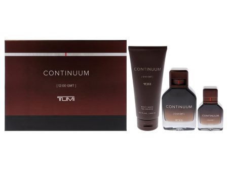 Tumi Continuum by Tumi for Men - 3 Pc Gift Set 3.4oz EDP Spray, 1oz EDP Spray, 6.7oz Body Wash Supply