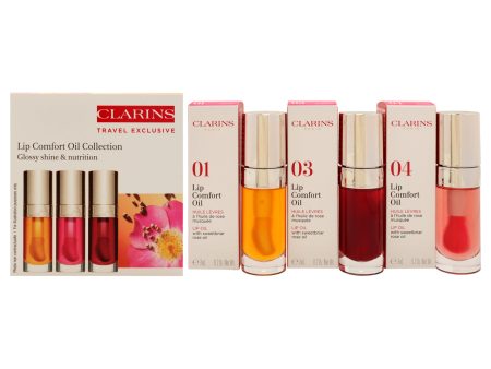 Clarins Lip Comfort Oil Collection by Clarins for Women - 3 x 0.2 oz Lip Oil - 01 Honey, Lip Oil - 03 Cherry, Lip Oil - 04 Pitaya Online Hot Sale