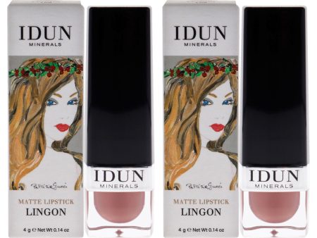 Idun Minerals Matte Lipstick - 109 Lingon by Idun Minerals for Women - 0.14 oz Lipstick - Pack of 2 on Sale