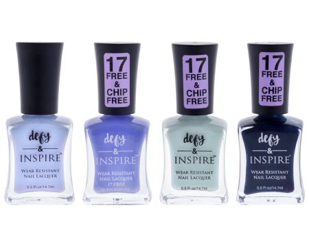 Defy and Inspire Wear Resistant Nail Lacquer Kit by Defy and Inspire for Women - 4 Pc Kit 0.5oz Nail Polish - 275 Paradise Island, 0.5oz Nail Polish - 266 Ship Happens, 0.5oz Nail Polish - 290 Fantasy Suite, 0.5oz Nail Polish - 260 Laguna Beach Online Hot Sale