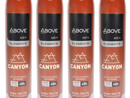 Above 48 Hours Element Antiperspirant Deodorant - Canyon by Above for Men - 3.17 oz Deodorant Spray - Pack of 4 Supply