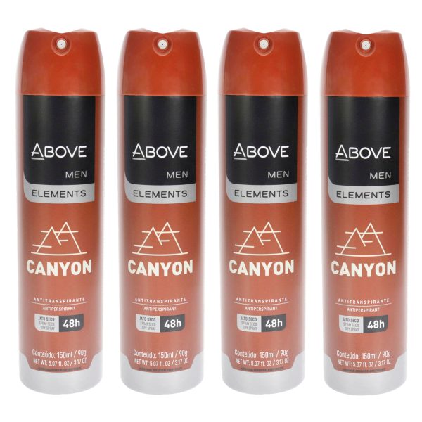 Above 48 Hours Element Antiperspirant Deodorant - Canyon by Above for Men - 3.17 oz Deodorant Spray - Pack of 4 Supply