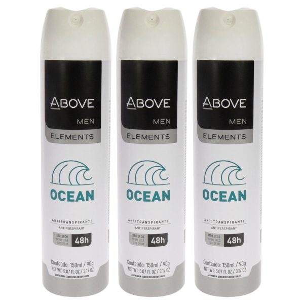 Above 48 Hours Element Antiperspirant Deodorant - Ocean by Above for Men - 3.17 oz Deodorant Spray - Pack of 3 Discount