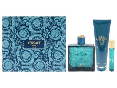 Versace Versace Eros by Versace for Men - 3 Pc Gift Set 3.4oz Parfum Spray, 0.3oz Parfum Spray, 5oz Shower Gel Hot on Sale